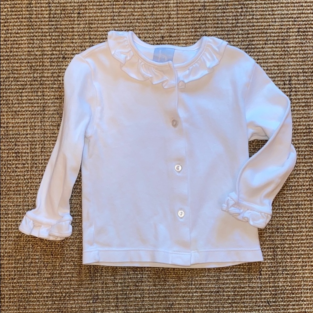 Bella bliss button down ruffle collar.